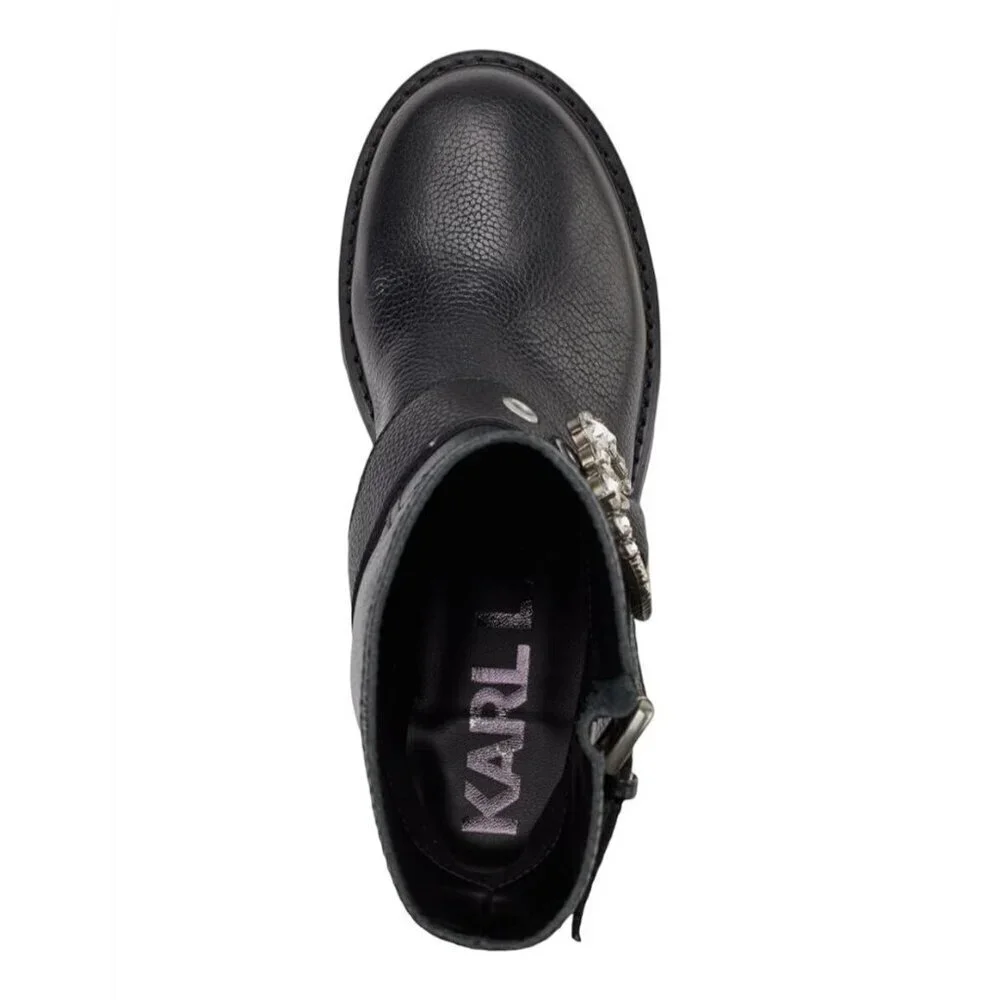 KARL LAGERFELD / Marceau / Black / Lug-Sole / Combat Boot / With Crystal Detail - Picture 5 of 9